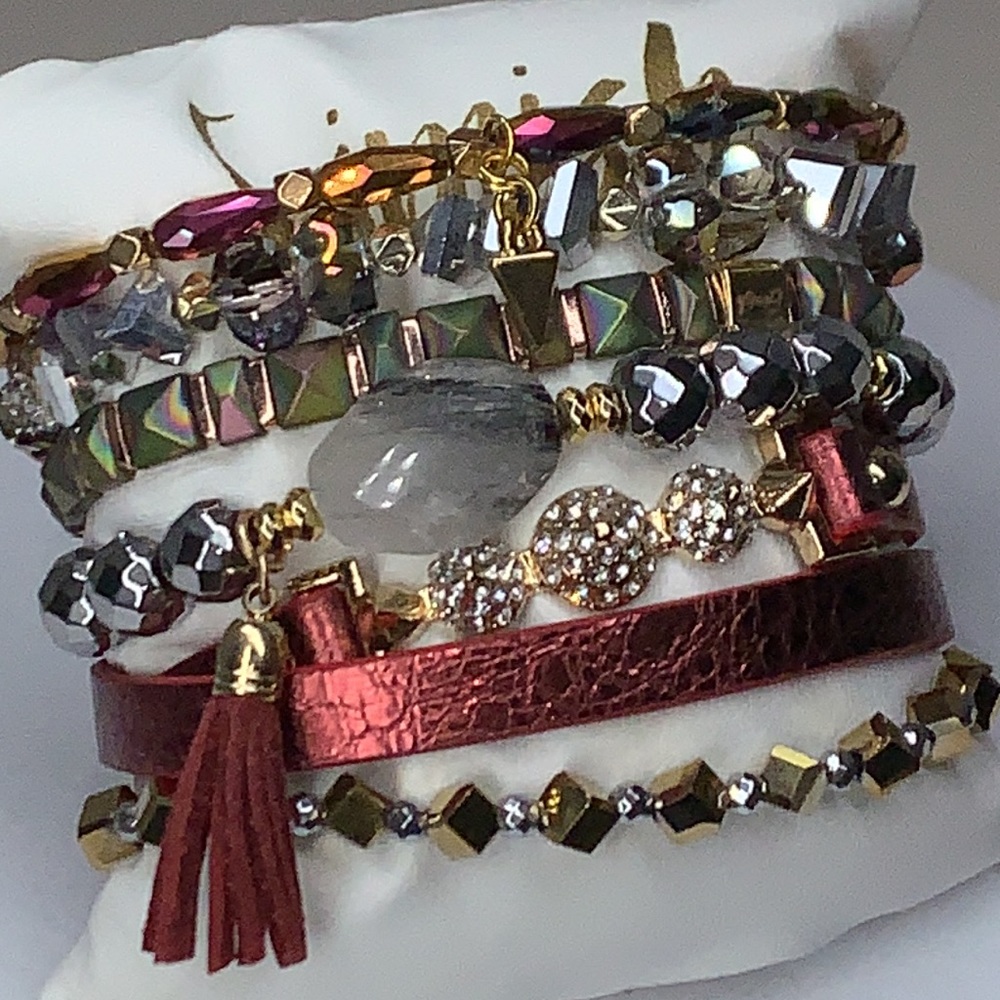Erimish Fire Stack 5 Stretch Bracelets, 2 Charms,… - image 3